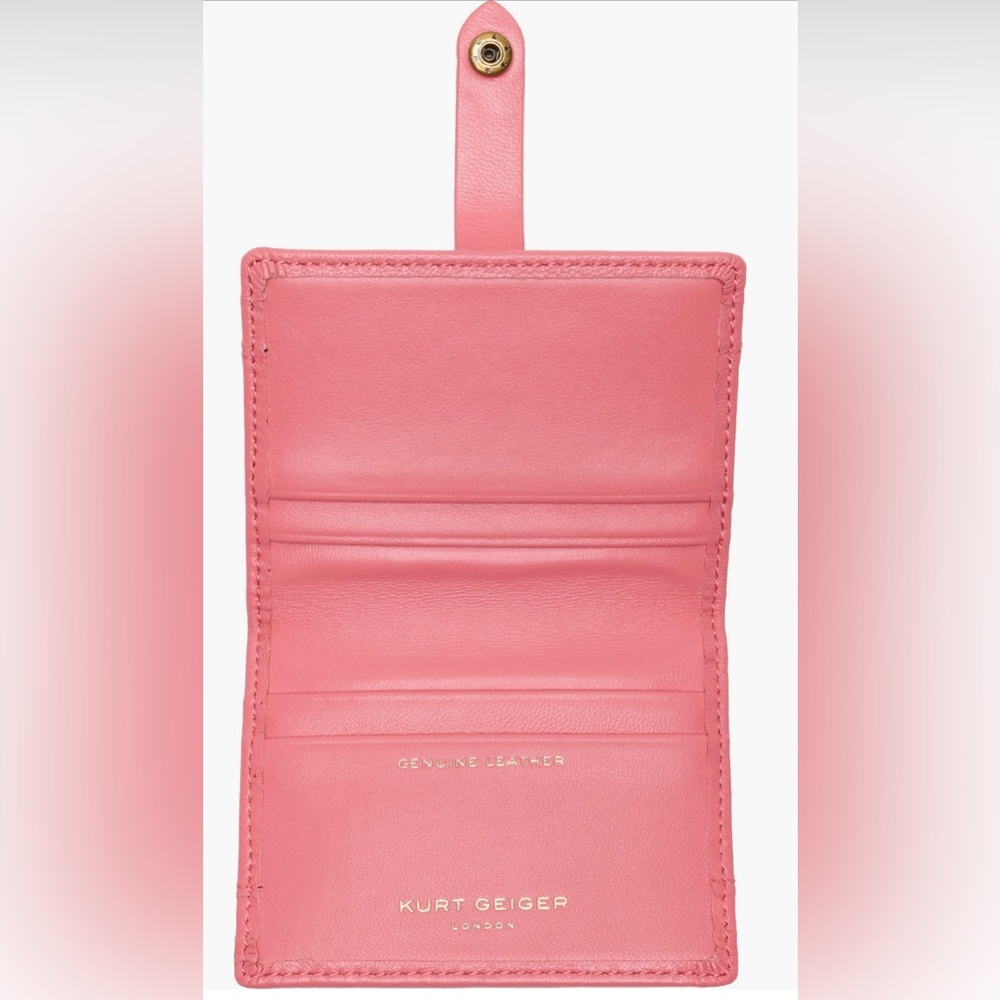 Kurt Geiger London Brixton Quilted Leather Card Case Pink New in Box - Picture 5 of 5